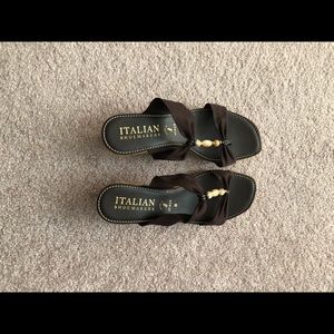 Italian Shoe Maker Brown Wedge Sandal